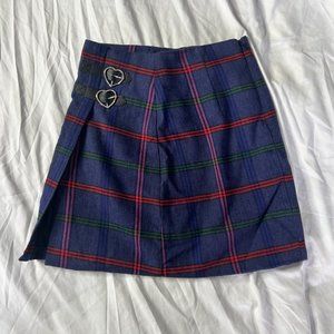 Lazy Oaf Purple Plaid Mini Skirt w/ Heart Buckles UK: 6 USA:2